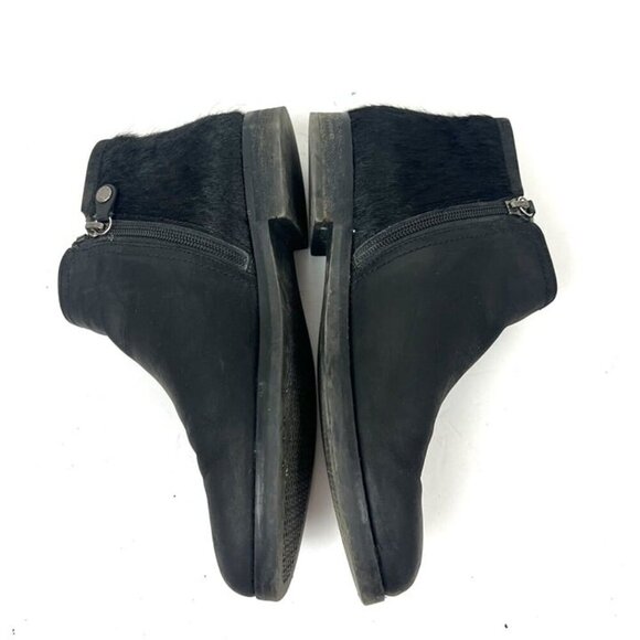 Geox Women's Black Leather Side Zipper Ankle Boots Fur Booties Sz 39.5 Capsule - Picture 4 of 9